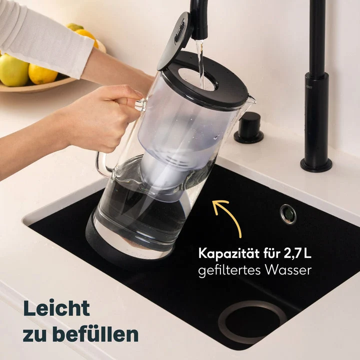 B-Ware SILBERTHAL Wasser Filterkanne Glas Wasserfilter Kartusche Wasserfilter Kalk