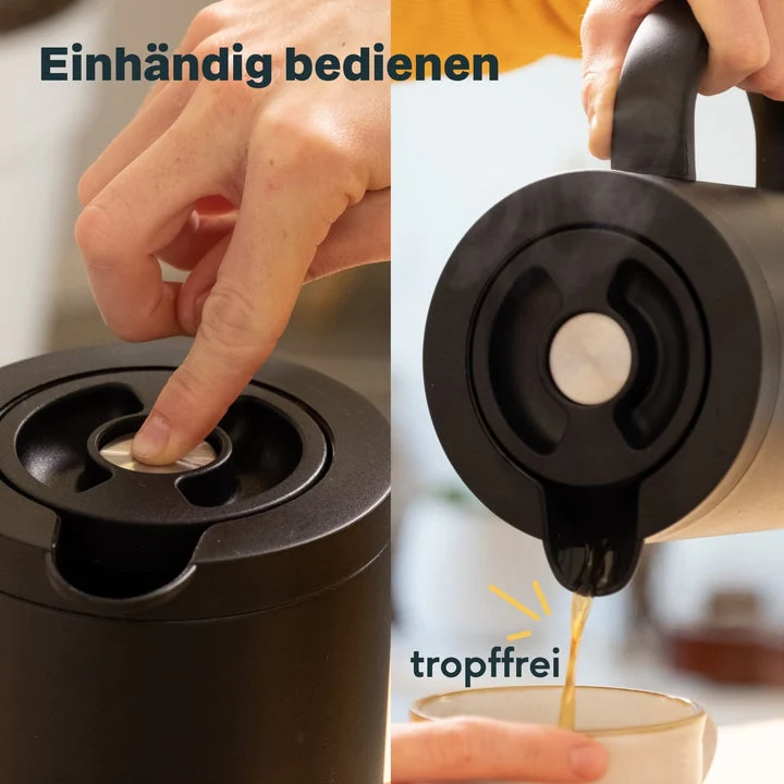 B-Ware SILBERTHAL Thermoskanne Kaffeekanne Isolierkanne Glaseinsatz Edelstahl 1L