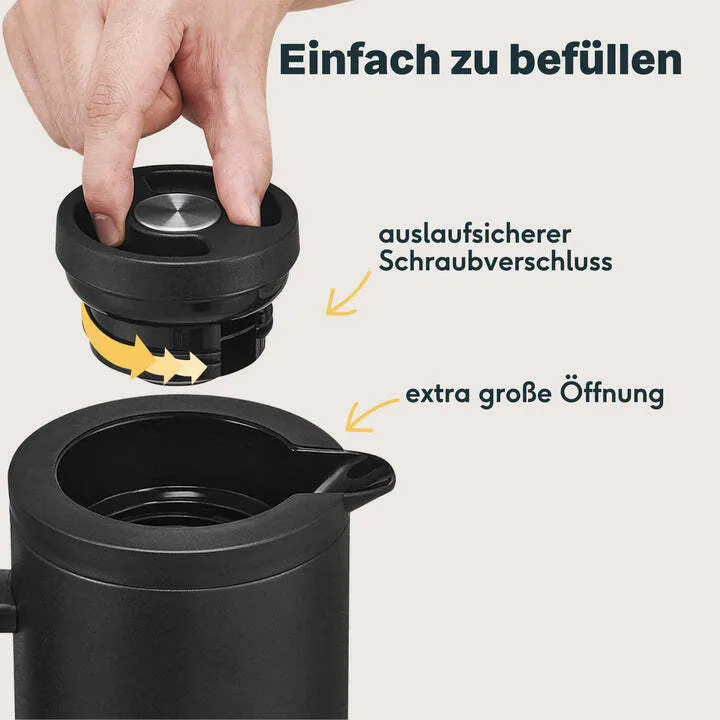 B-Ware SILBERTHAL Thermoskanne Kaffeekanne Isolierkanne Glaseinsatz Edelstahl 1L