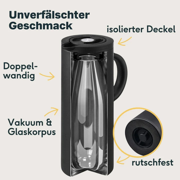 B-Ware SILBERTHAL Thermoskanne Kaffeekanne Isolierkanne Glaseinsatz Edelstahl 1L328
