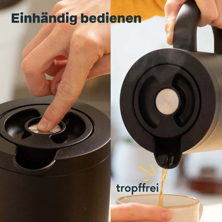 B-Ware SILBERTHAL Thermoskanne Kaffeekanne Isolierkanne Glaseinsatz Edelstahl 1L328