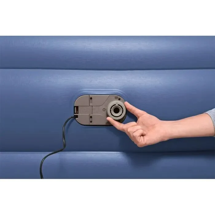 B-Ware Bestway Luftmatratze Kingsize Rechteckig Blau Weiß Luftbett mit Kissen und Pumpe
