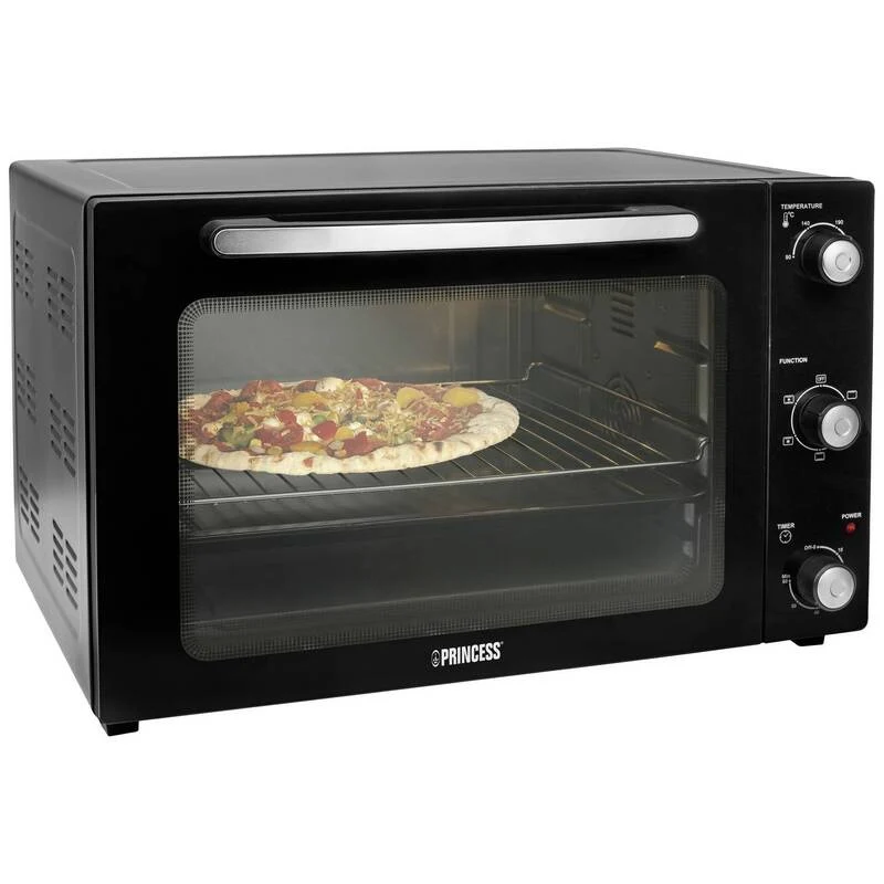 B-Ware Princess Minibackofen 55l Umluft-Funktion 2000W Schwarz Elektro Backofen 230°C