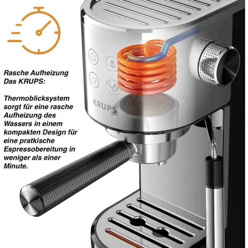 B-Ware Krups Virtuoso Espressomaschine mit Siebträger Kaffeemaschine SIEHE TEXT/FOTOS