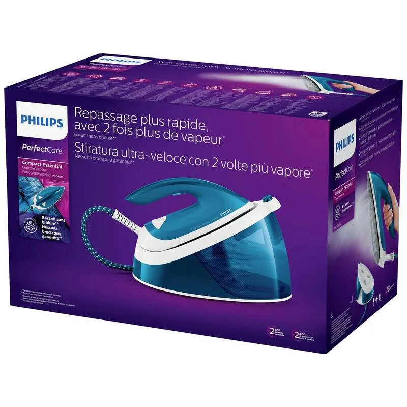 B-Ware Philips PerfectCare Compact Essential GC6840/20 Dampfbügelstation 2400 W Blau