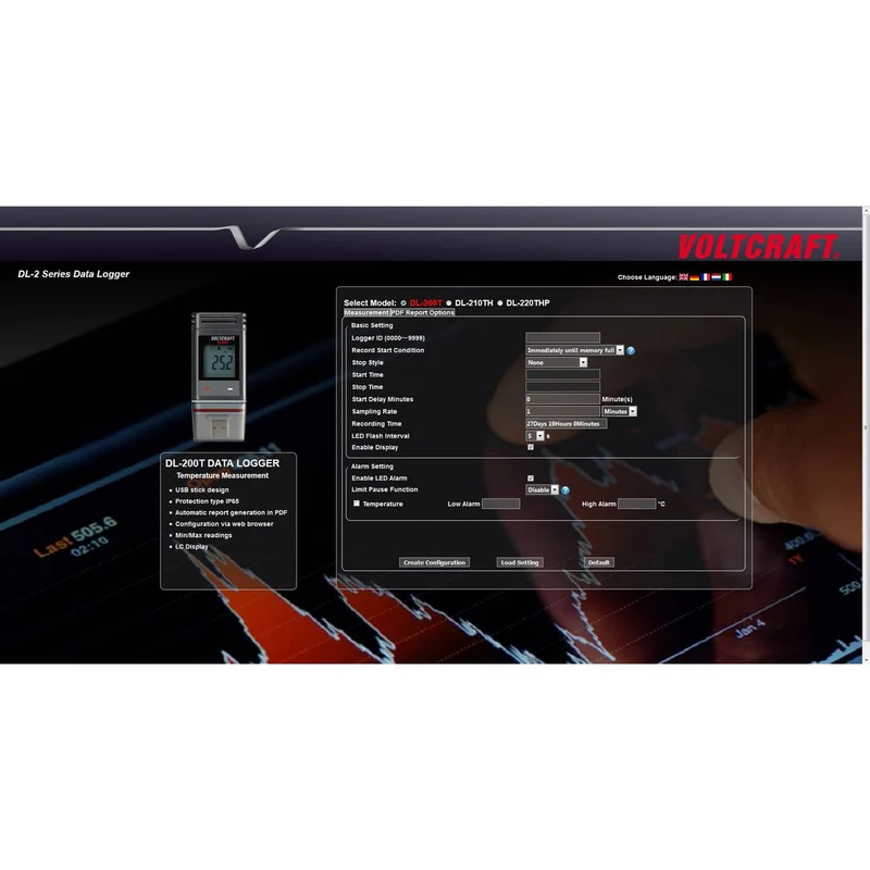 B-Ware Voltcraft DL-220THP Multifunktioneller Datenlogger -30 bis +60 °C PDF Funkt71