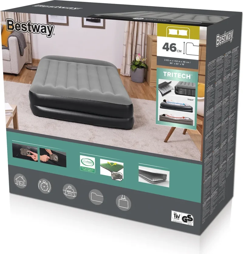 B-Ware Bestway TriTech Luftbett Gästebett Matratze Aerolux mit Elektropumpe Double153