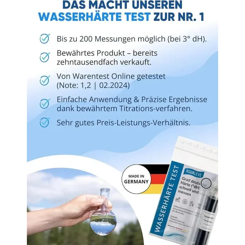 AGUALEVE Wasserhärte Test - Grad deutscher Härte