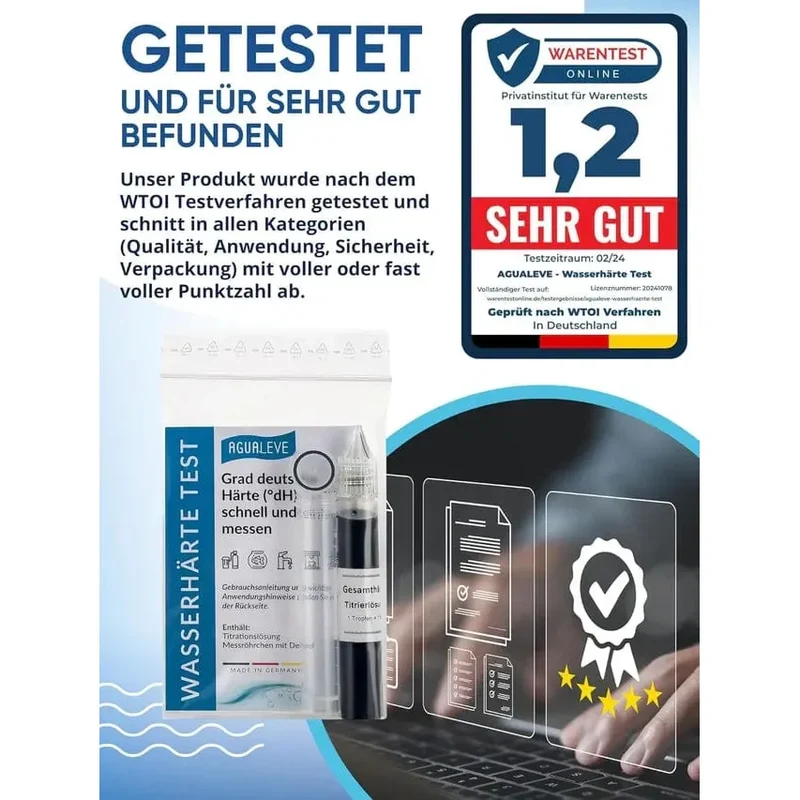 AGUALEVE Wasserhärte Test - Grad deutscher Härte