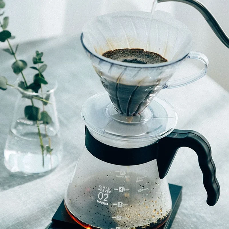 Hario V60 Coffee Dripper und Server SET Glas Schwarz