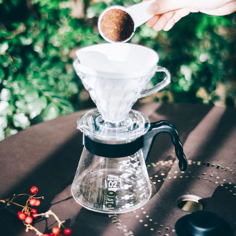 Hario V60 Coffee Dripper und Server SET Glas Schwarz
