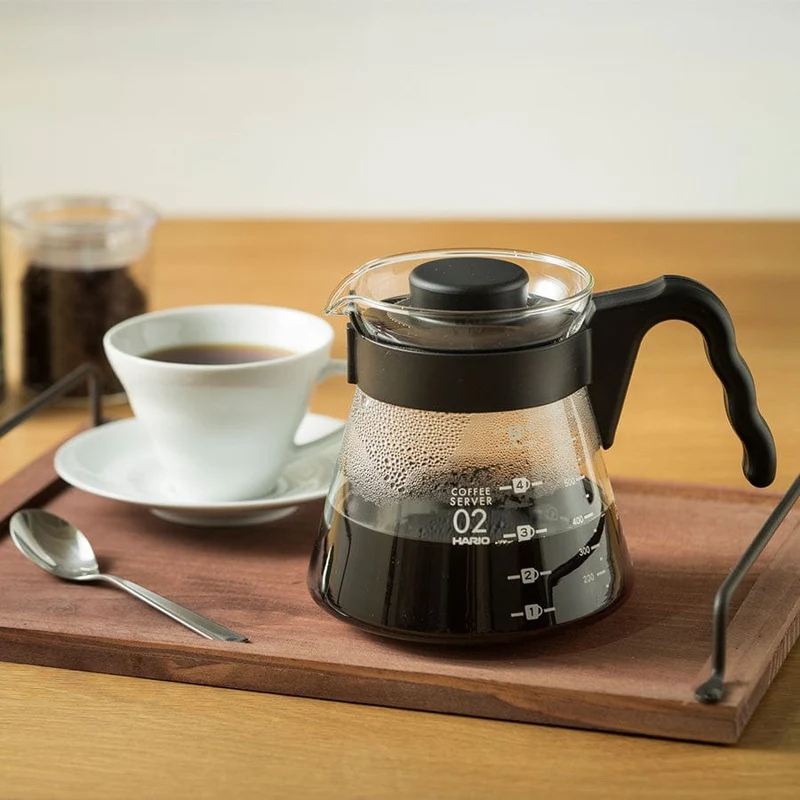 Hario V60 Coffee Dripper und Server SET Glas Schwarz