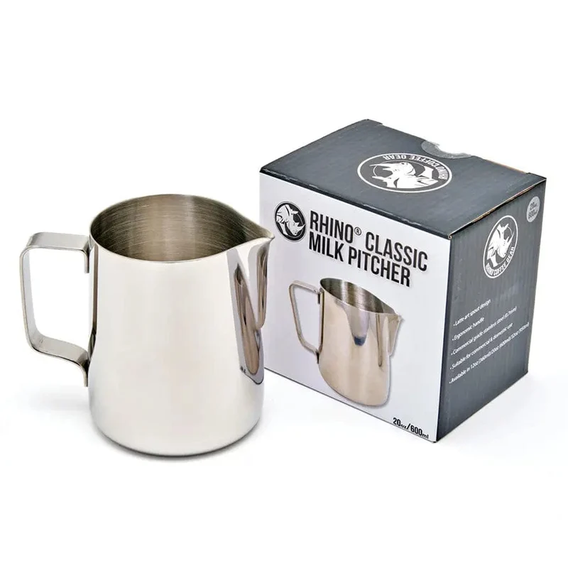 RHINOWARES Milchkännchen Classic 360, 450, 600 ml Edelstahl oder Schwarz