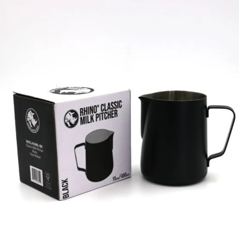 RHINOWARES Milchkännchen Classic 360, 450, 600 ml Edelstahl oder Schwarz
