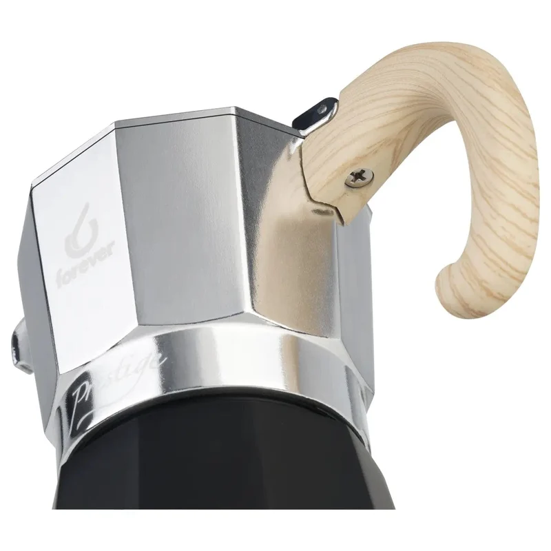 Moka Prestige Woody - Mokkakanne - Holzoptik und Aluminium 6 Tassen
