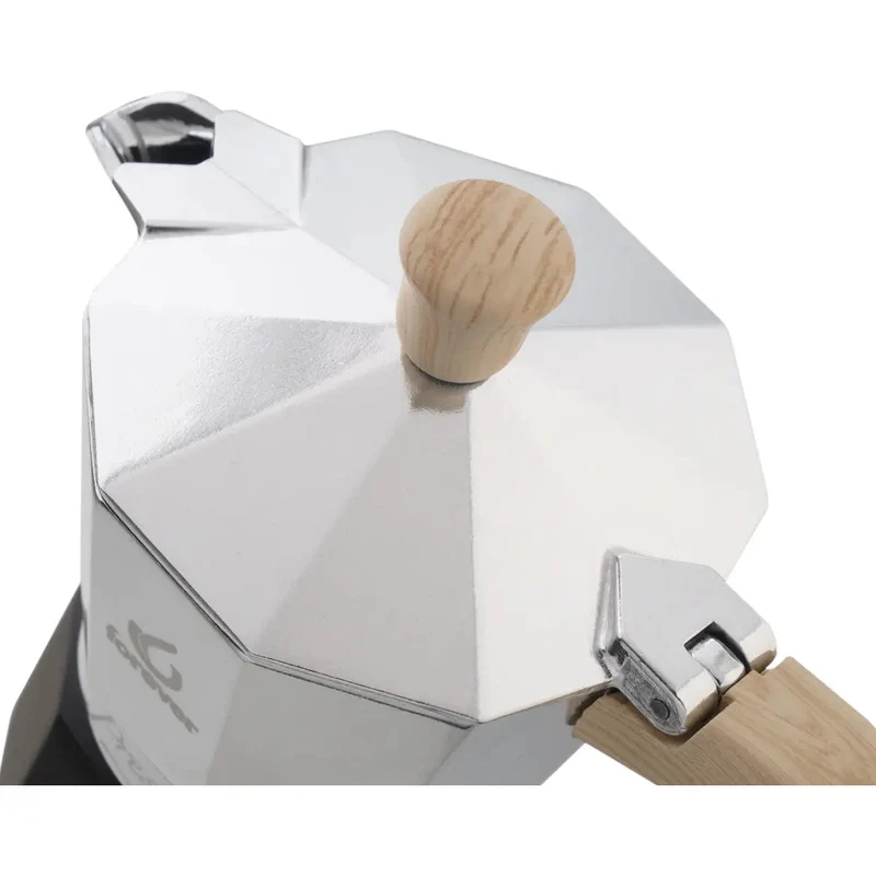 Moka Prestige Woody - Mokkakanne - Holzoptik und Aluminium 6 Tassen