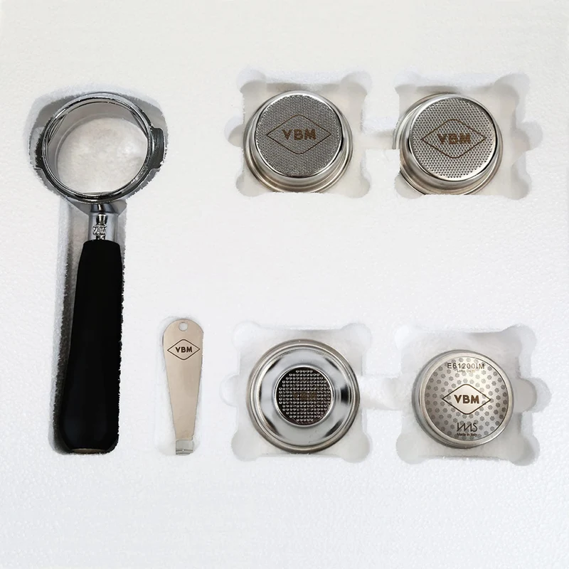 VBM Tasting Kit - Bodenloser E61 Siebträger, 3 Siebe, Dusche, Filter Remover