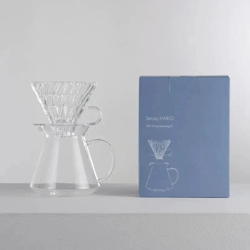 Hario Coffee Dripper V60 Glas Brewing Kit - Set mit Kanne und Filterhalter