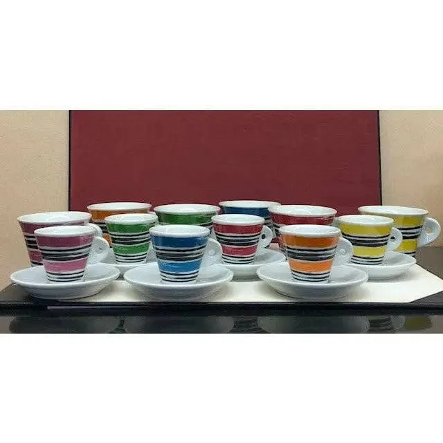 Nuova Point - 6 Tassen - 6 Farben Espresso Tasse - Sonderkollektion Porzellan