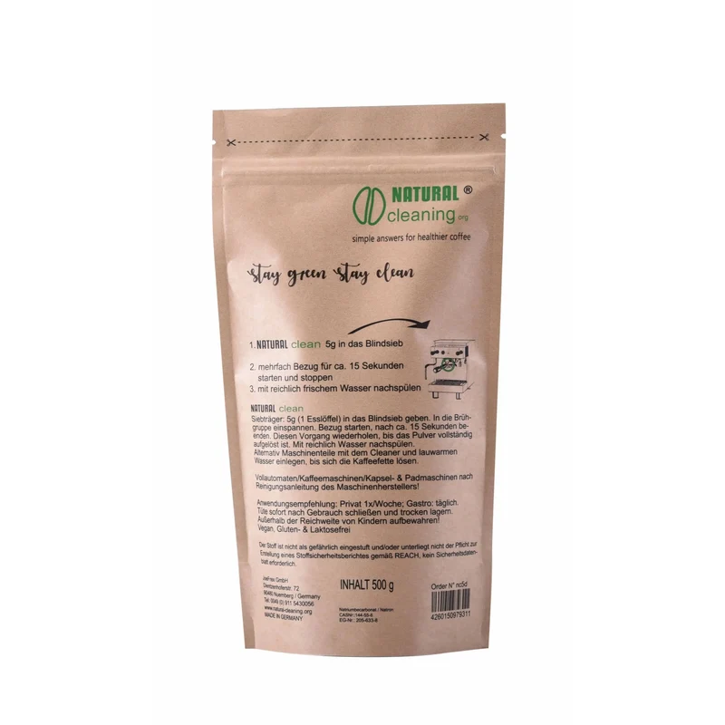 NATURAL clean 500g Kaffeemaschinen Reiniger aus Naturprodukten Blindsiebreinigung