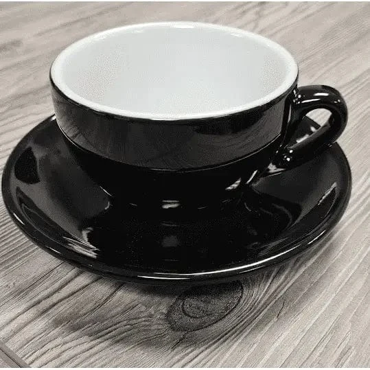 Cappuccino Tasse und Untertasse Schwarz Serie Palermo von Nuova Point 200 ml