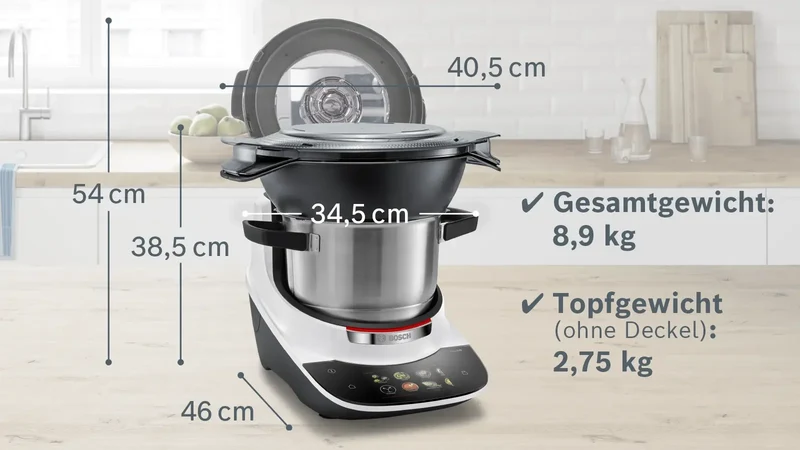 Bosch Küchenmaschine mit Kochfunktion, Cookit Premium Set Weiß