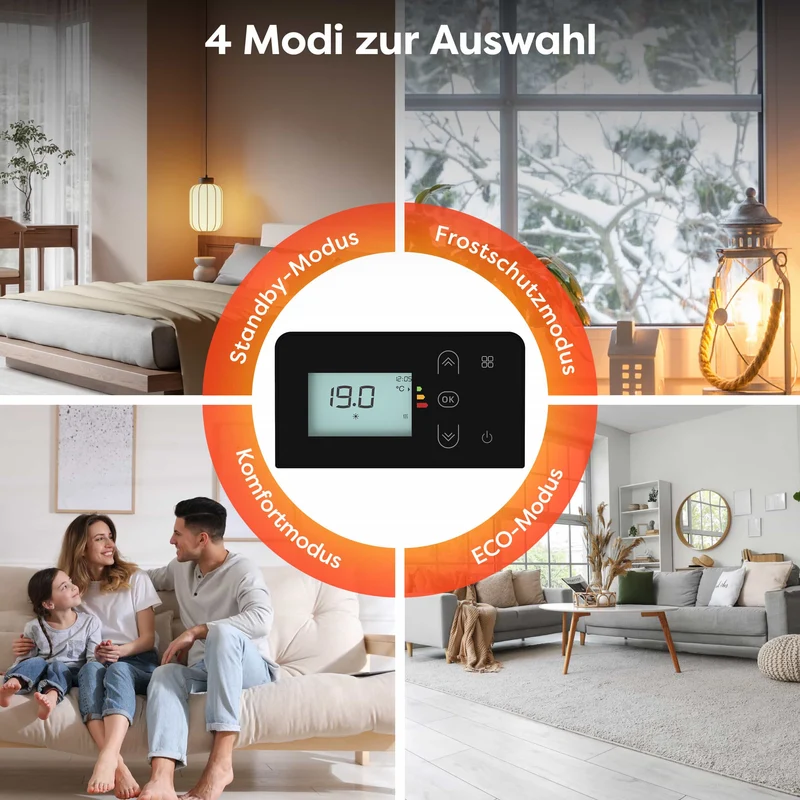 Ciarra WLAN Keramikheizung Elektroheizung 1500W IP24 Badheizung mit App, Schwarz | CBHTD15A-B