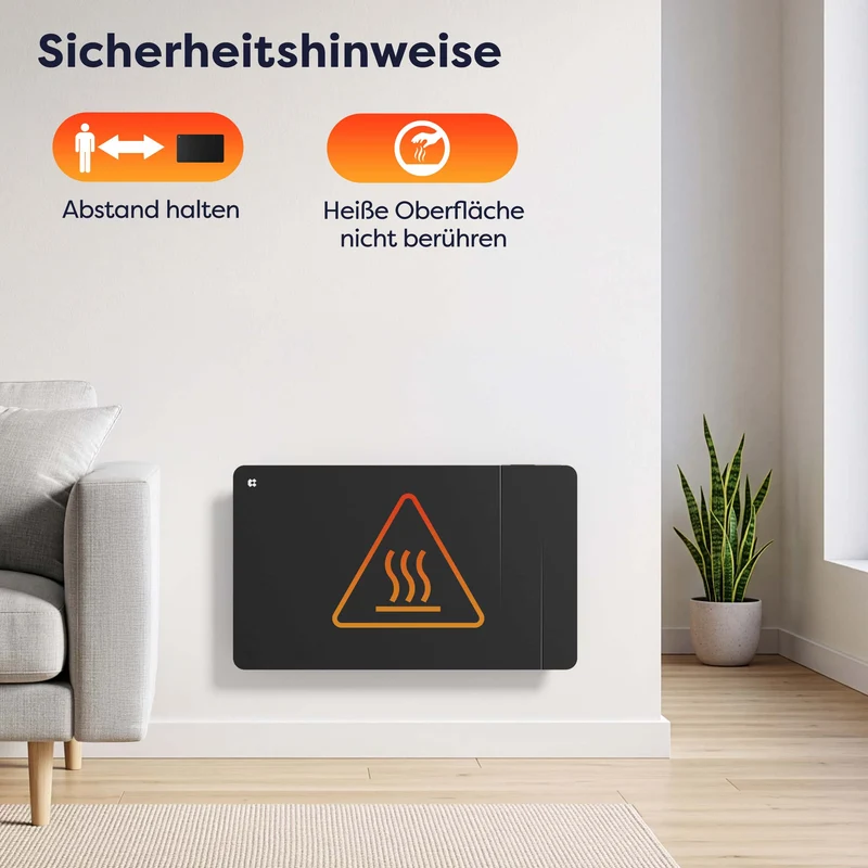 Ciarra WLAN Keramikheizung Elektroheizung 1500W IP24 Badheizung mit App, Schwarz | CBHTD15A-B