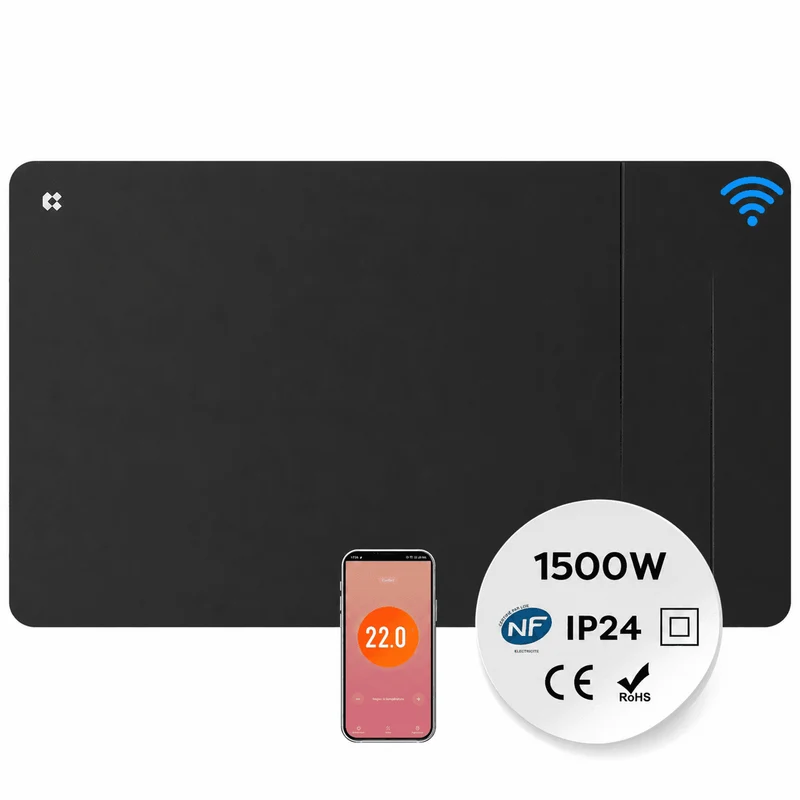 Ciarra WLAN Keramikheizung Elektroheizung 1500W IP24 Badheizung mit App, Schwarz | CBHTD15A-B