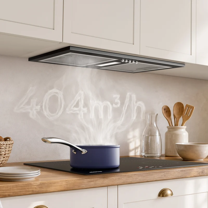 Ciarra Einbau-Dunstabzugshaube 52cm mattschwarz, Energieklasse A++, für Mietwohnungen, Umluft mit Aktivkohlefilter & Abluft | CBCB5937A
