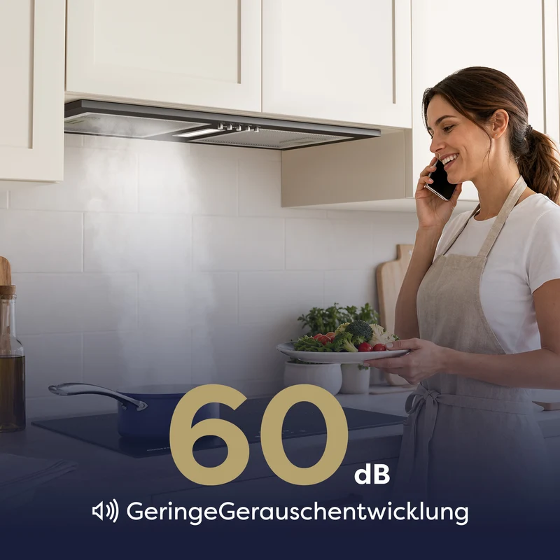Ciarra Einbau-Dunstabzugshaube 52cm mattschwarz, Energieklasse A++, für Mietwohnungen, Umluft mit Aktivkohlefilter & Abluft | CBCB5937A
