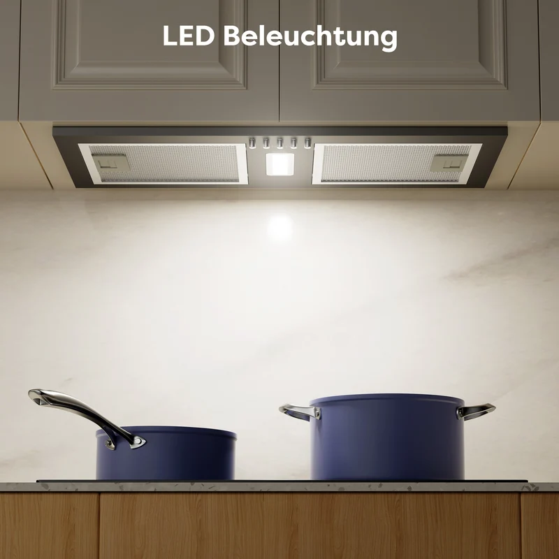 Ciarra Einbau-Dunstabzugshaube 52cm mattschwarz, Energieklasse A++, für Mietwohnungen, Umluft mit Aktivkohlefilter & Abluft | CBCB5937A