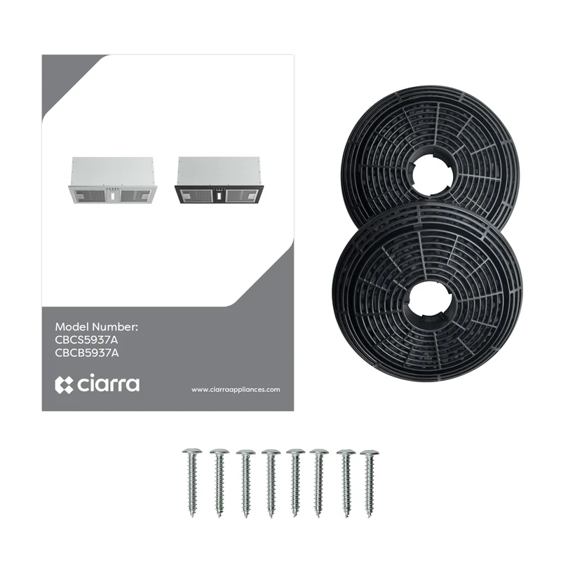 Ciarra Einbau-Dunstabzugshaube 52cm mattschwarz, Energieklasse A++, für Mietwohnungen, Umluft mit Aktivkohlefilter & Abluft | CBCB5937A