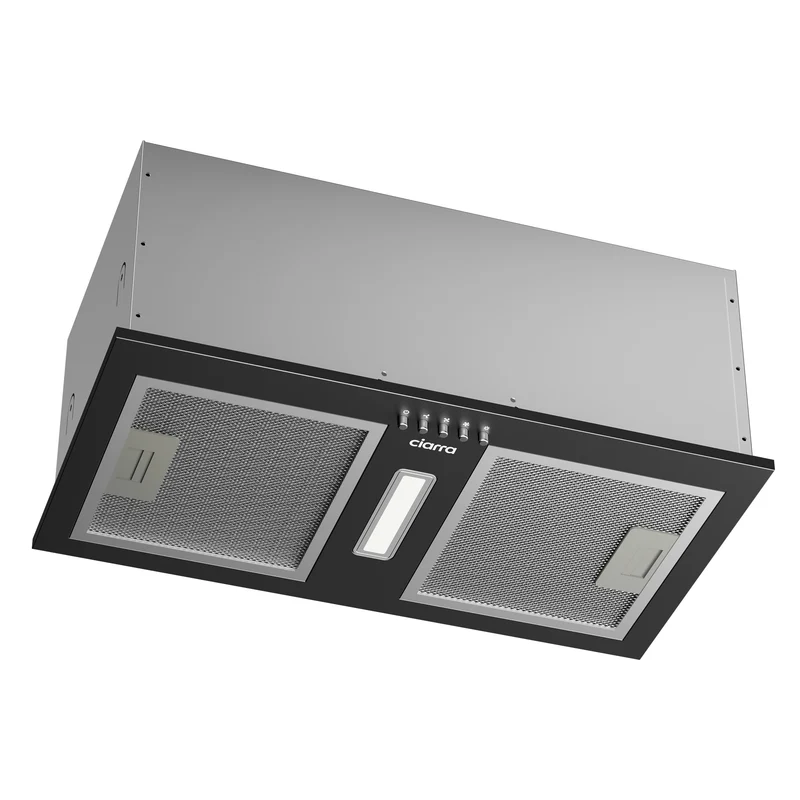 Ciarra Einbau-Dunstabzugshaube 52cm mattschwarz, Energieklasse A++, für Mietwohnungen, Umluft mit Aktivkohlefilter & Abluft | CBCB5937A
