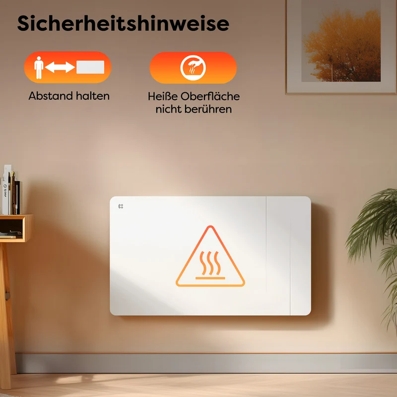 Ciarra Keramikheizung Smart Elektroheizung mit Keramikkern, Wandheizung Energiesparend für Bad & Wohnzimmer, WiFi App-Steuerung & Thermostat, IP24