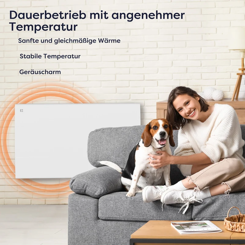 CIARRA Elektroheizung mit Keramikkern, Wandheizung Energiesparend mit Keramik-Wärmespeicher, Digitales Thermostat & IP24 für Bad & Wohnzimmer