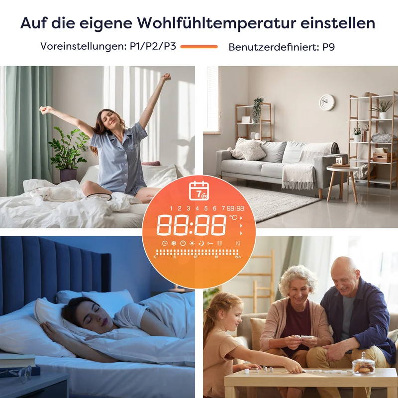 CIARRA Elektroheizung mit Keramikkern, Wandheizung Energiesparend mit Keramik-Wärmespeicher, Digitales Thermostat & IP24 für Bad & Wohnzimmer