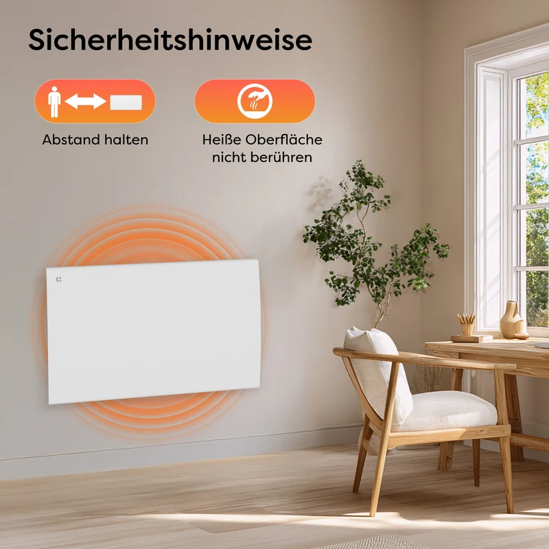 CIARRA Elektroheizung mit Keramikkern, Wandheizung Energiesparend mit Keramik-Wärmespeicher, Digitales Thermostat & IP24 für Bad & Wohnzimmer
