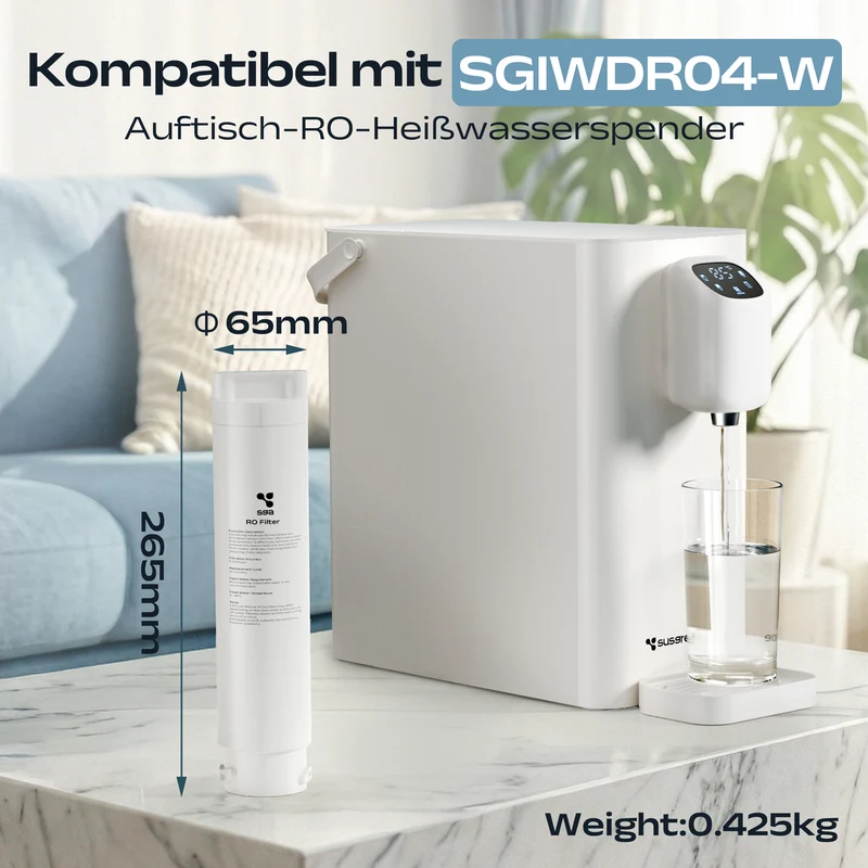 Ciarra x Susgreenable RO Wasserfilter Kartusche für SGIWDR04-W – 0,0001μm Ultrafeine Filtration | SGROF04