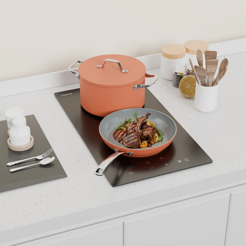 Ciarra 29cm Induktionskochfeld Autark, 2 Zonen, 3000W Doppel-Induktionsplatte, Elektro-Kochfeld mit Kindersicherung und Timer | CRGDBIH2