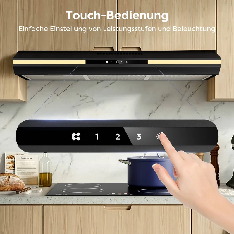 Ciarra 90cm Unterbau Flachbildschirm Dunstabzugshaube, Umluft o Abluft, Touch-Bedienung, 3 Leistungsstufen | CBCB90921