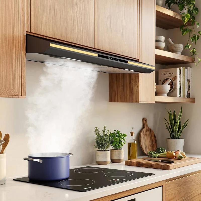 Ciarra 90cm Unterbau Flachbildschirm Dunstabzugshaube, Umluft o Abluft, Touch-Bedienung, 3 Leistungsstufen | CBCB90921