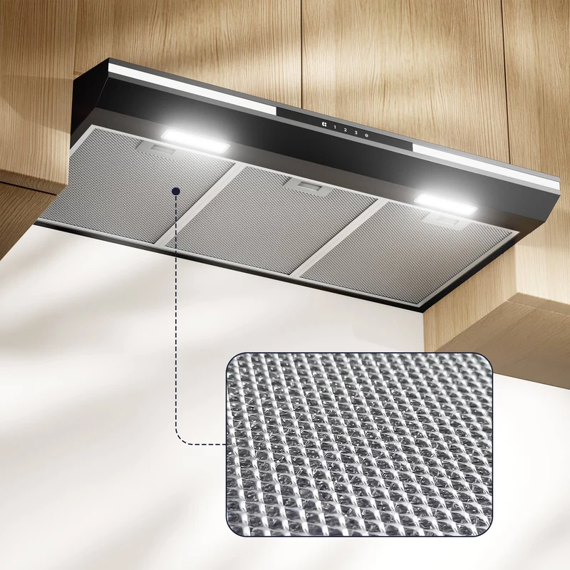 Ciarra 90cm Unterbau Flachbildschirm Dunstabzugshaube, Umluft o Abluft, Touch-Bedienung, 3 Leistungsstufen | CBCB90921