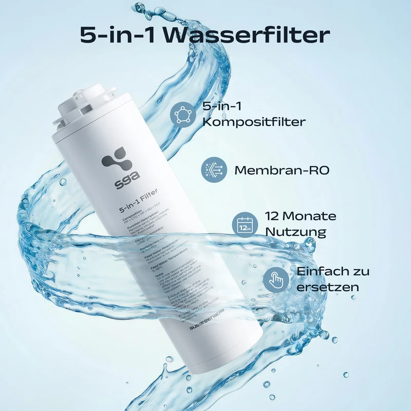 Ciarra x Susgreenable 5-in-1 RO Wasserfilter Kartusche – 0,0001μm Ultrafeine Filtration | SGROF03