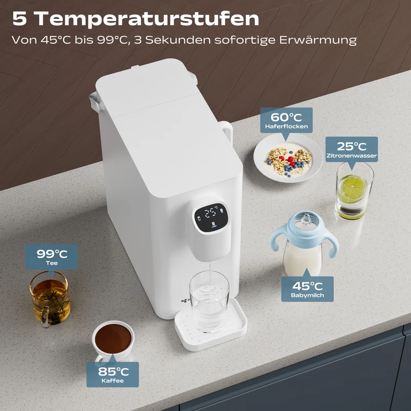 Ciarra x Susgreenable Heißwasserspender 4-in-1 umkehrosmoseanlage, 3 Sek. Heiß, Ohne Installation, Inklusive Filter, 3:1 Wassereffizienz | SGIWDR04-W