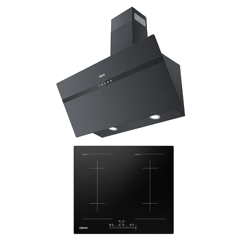 Ciarra Premium-Set: 90cm Wandhaube + 60cm Induktionskochfeld 4 Zonen