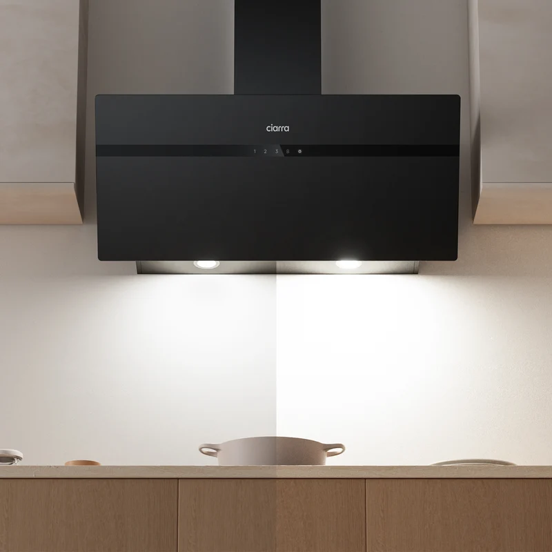 Ciarra Premium-Set: 90cm Wandhaube + 60cm Induktionskochfeld 4 Zonen