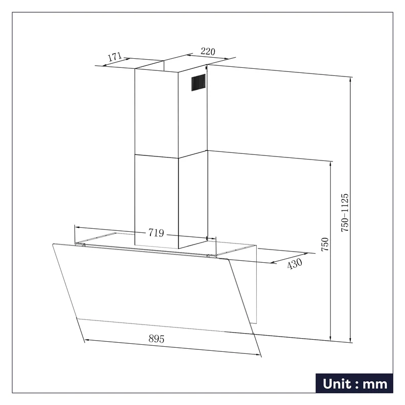 Ciarra Premium-Set: 90cm Wandhaube + 60cm Induktionskochfeld 4 Zonen