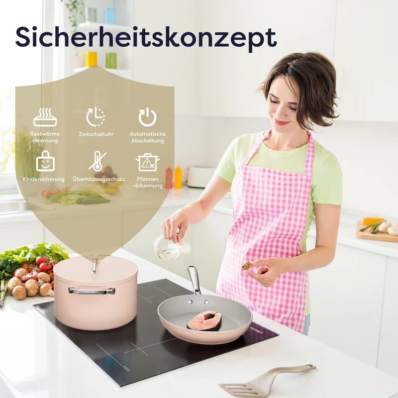 Ciarra Premium-Set: 90cm Wandhaube + 60cm Induktionskochfeld 4 Zonen