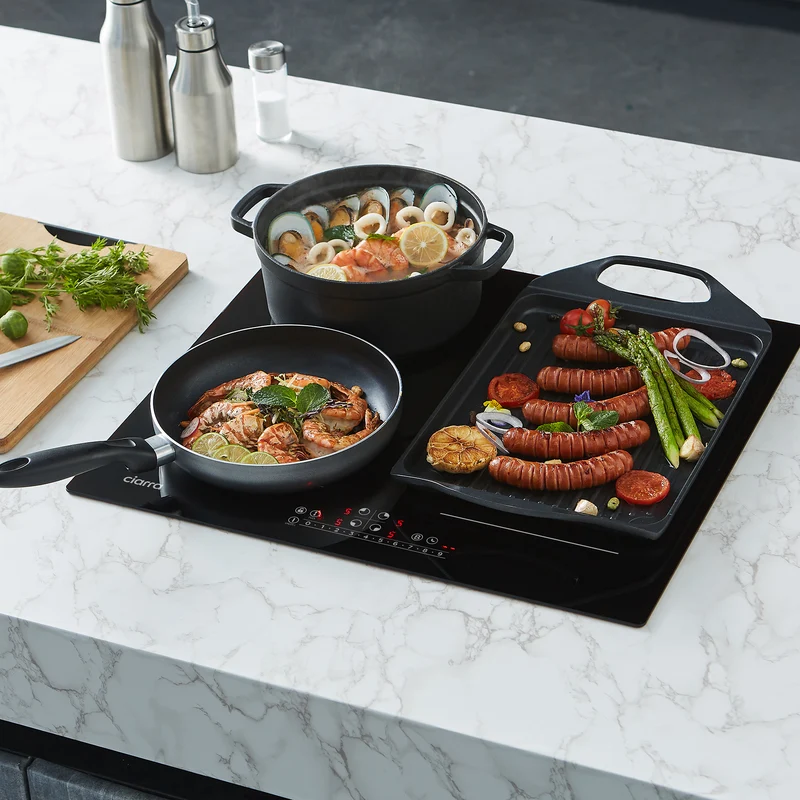 Ciarra Premium-Set: 90cm Wandhaube + 60cm Induktionskochfeld 4 Zonen